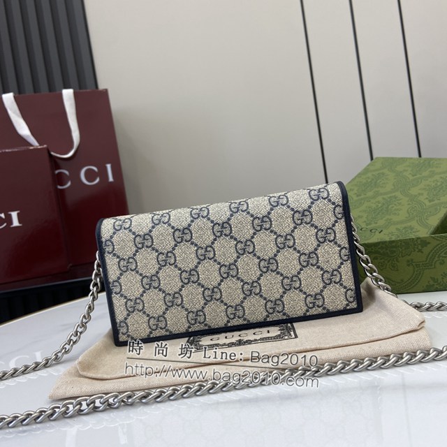 Gucci專櫃古馳最新款GG字母圖案Horsebit 1955系列鏈帶錢包 jh2178型號：621892